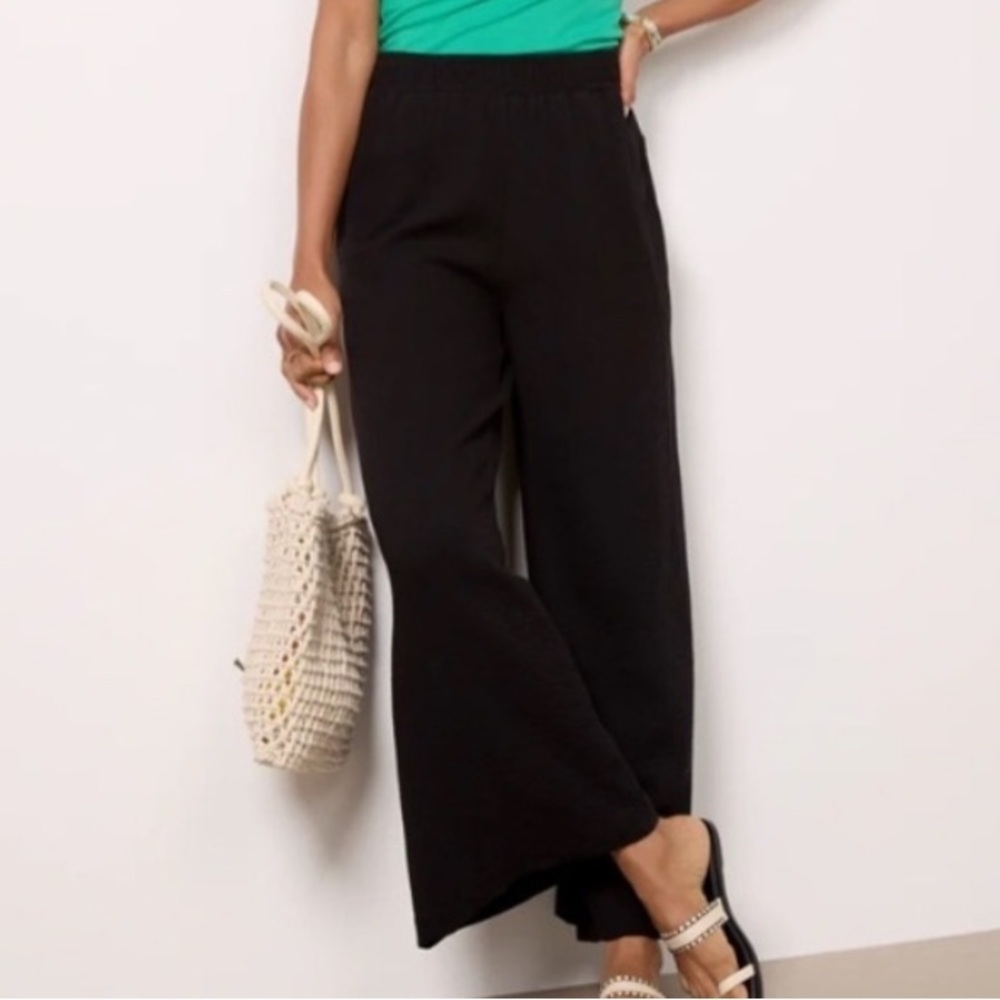 Evereve Black Gauzy Wide Leg Pull On Pants